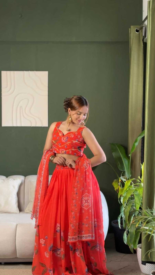 Faux Georgette Printed Lehenga 128
