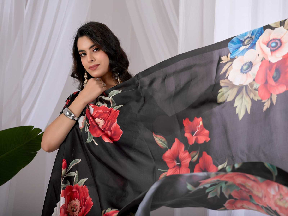 Satin Printed Saree 2007