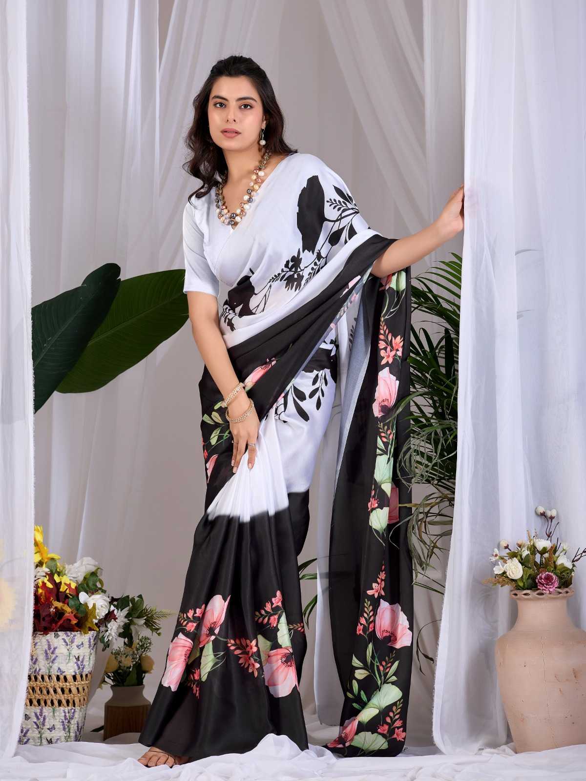 Satin Printed Saree 2045