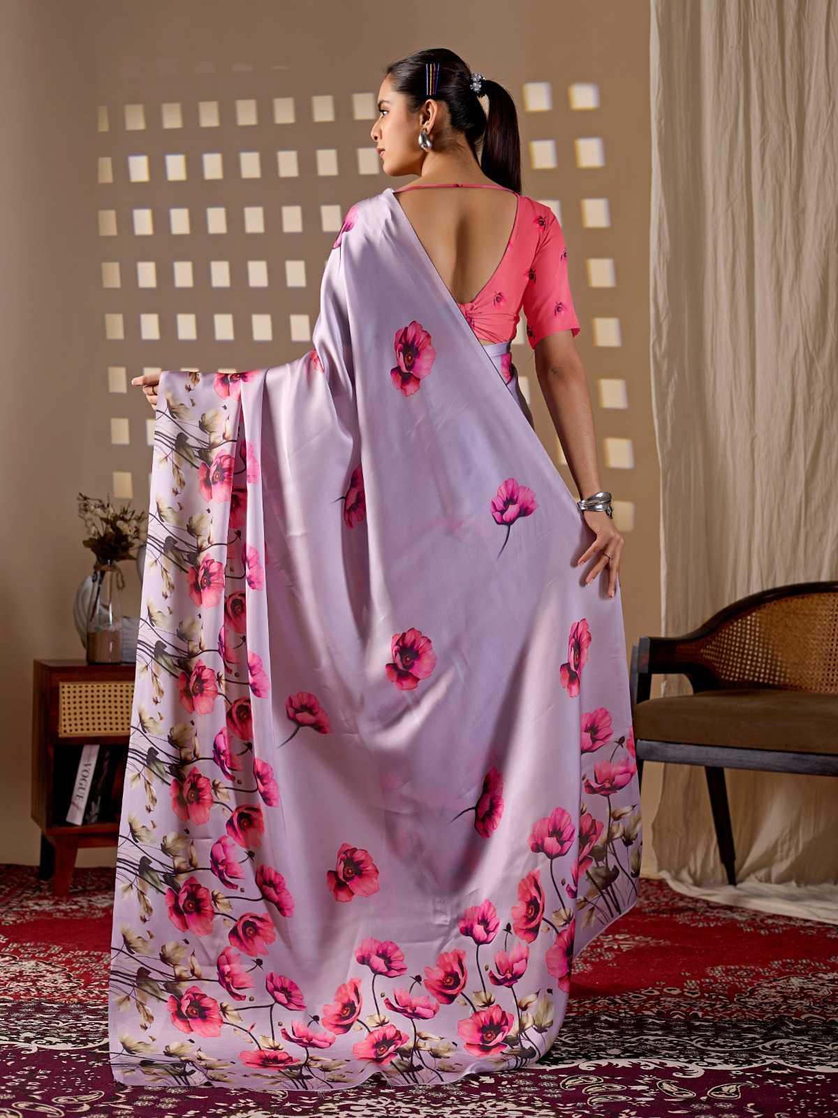 Satin Printed Saree