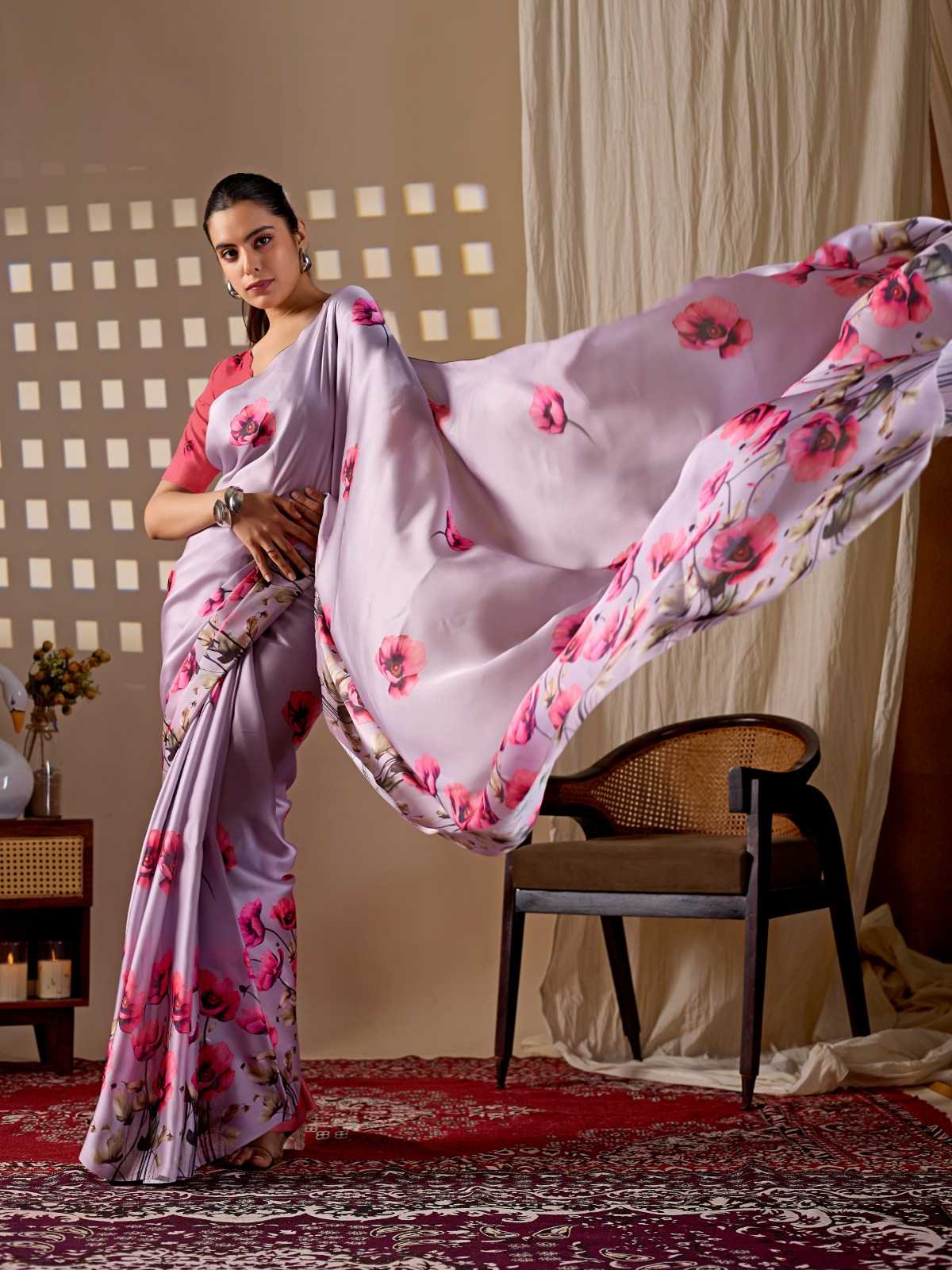 Satin Printed Saree