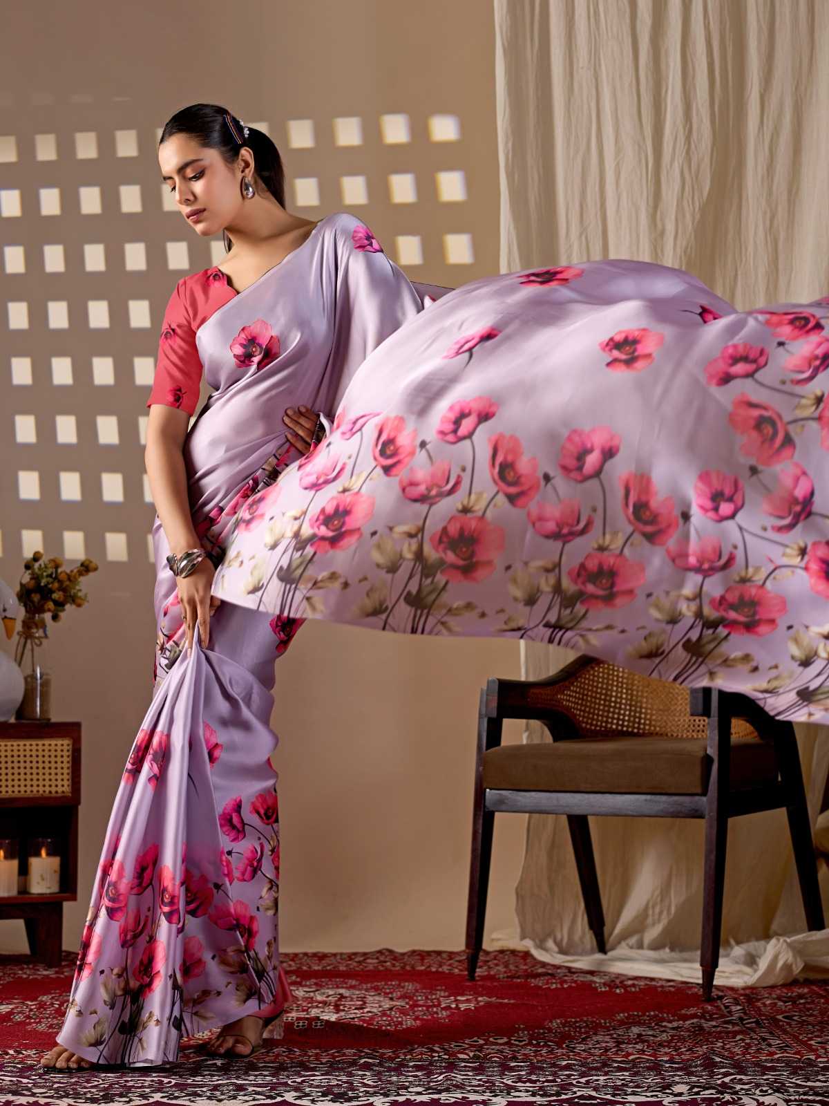 Satin Printed Saree