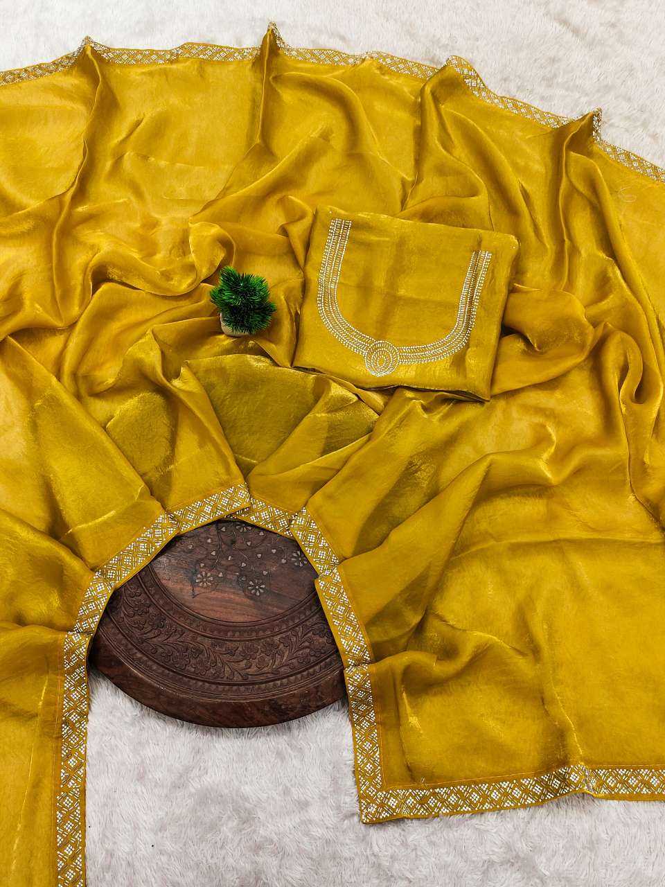 Space Silk Traditional Saree in Yellow