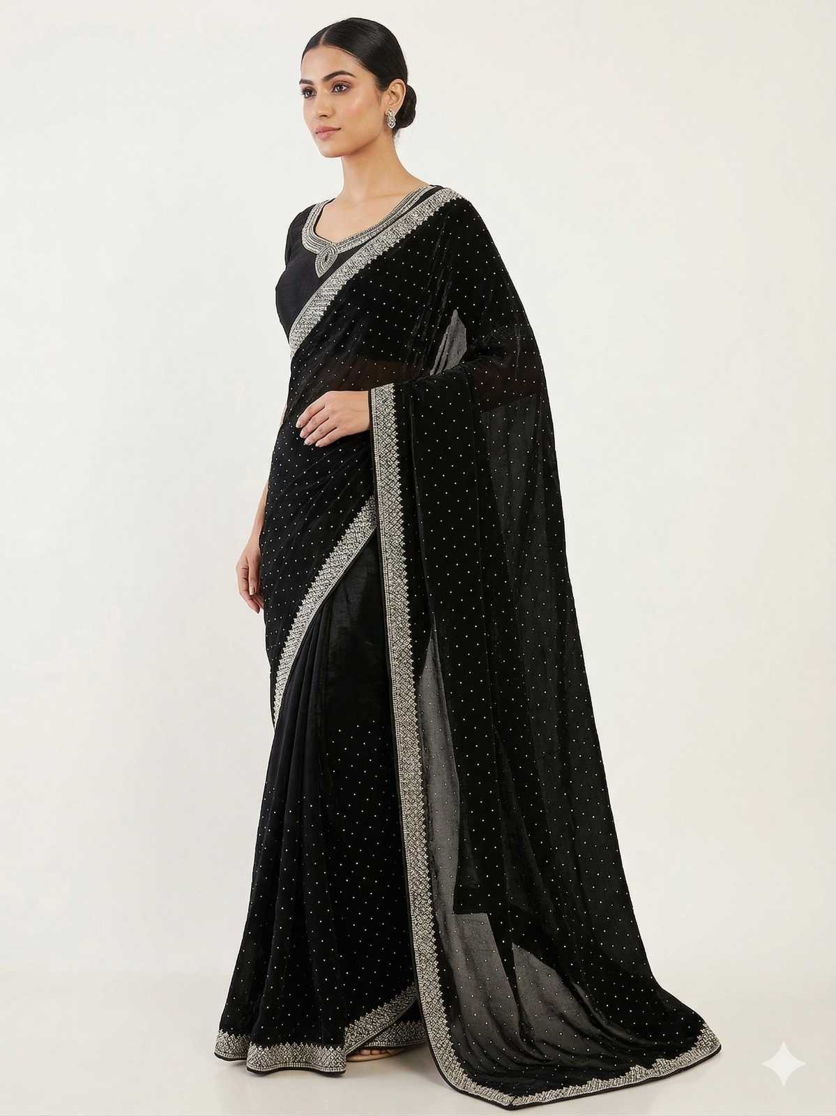Space Silk Sequence Saree in Red