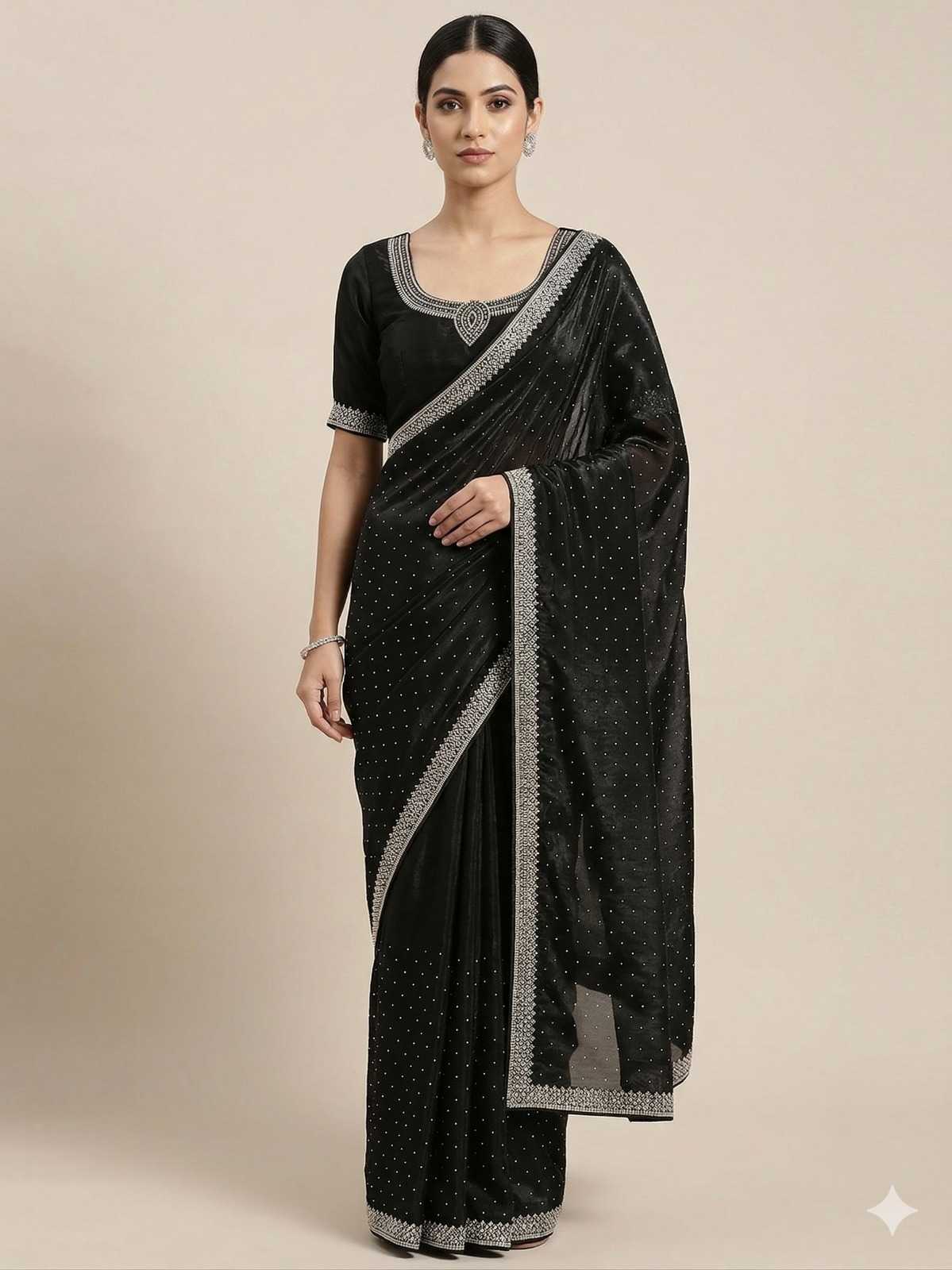 Space Silk Sequence Saree in Red