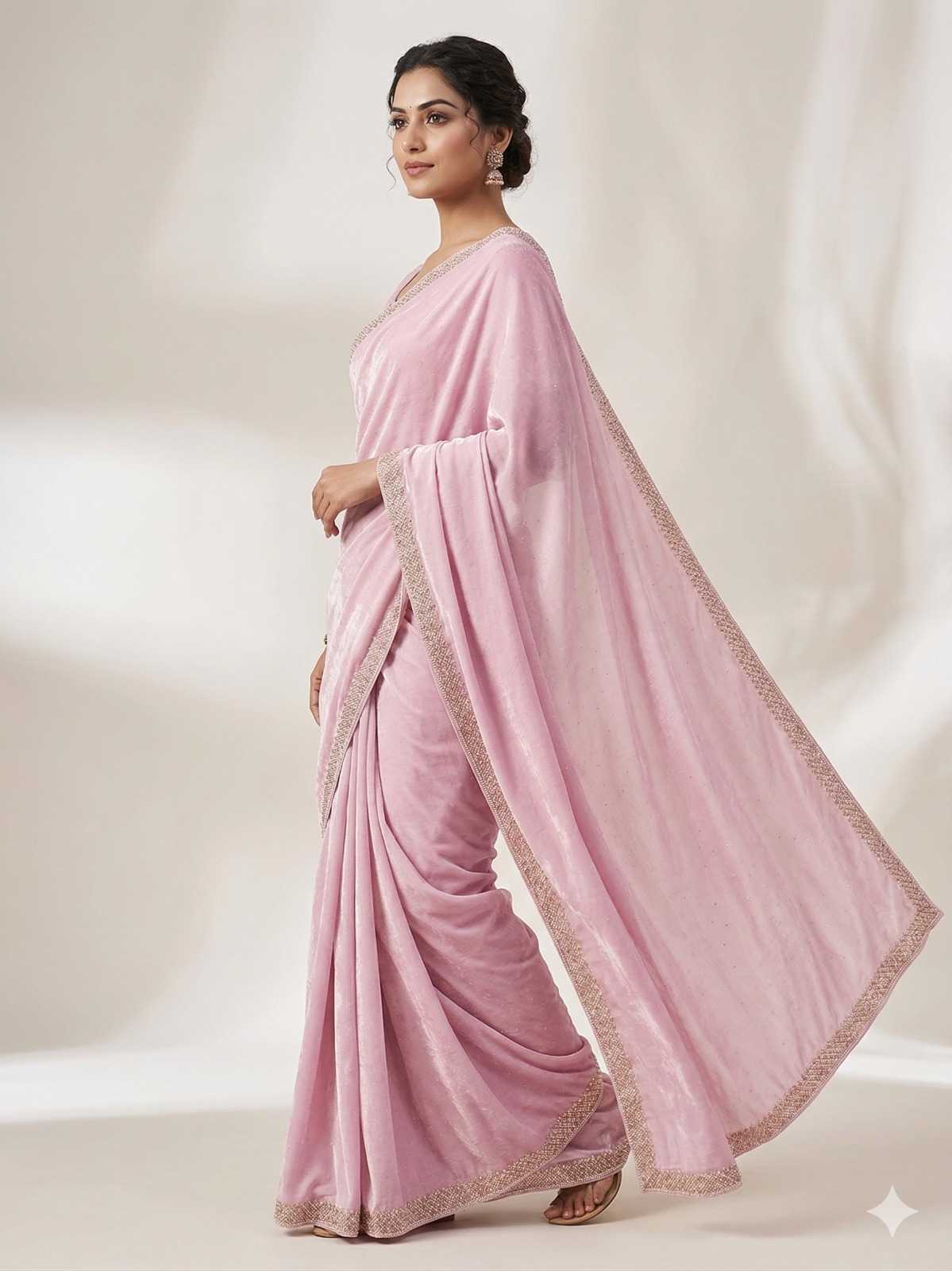 Space Silk Sequence Saree in Red