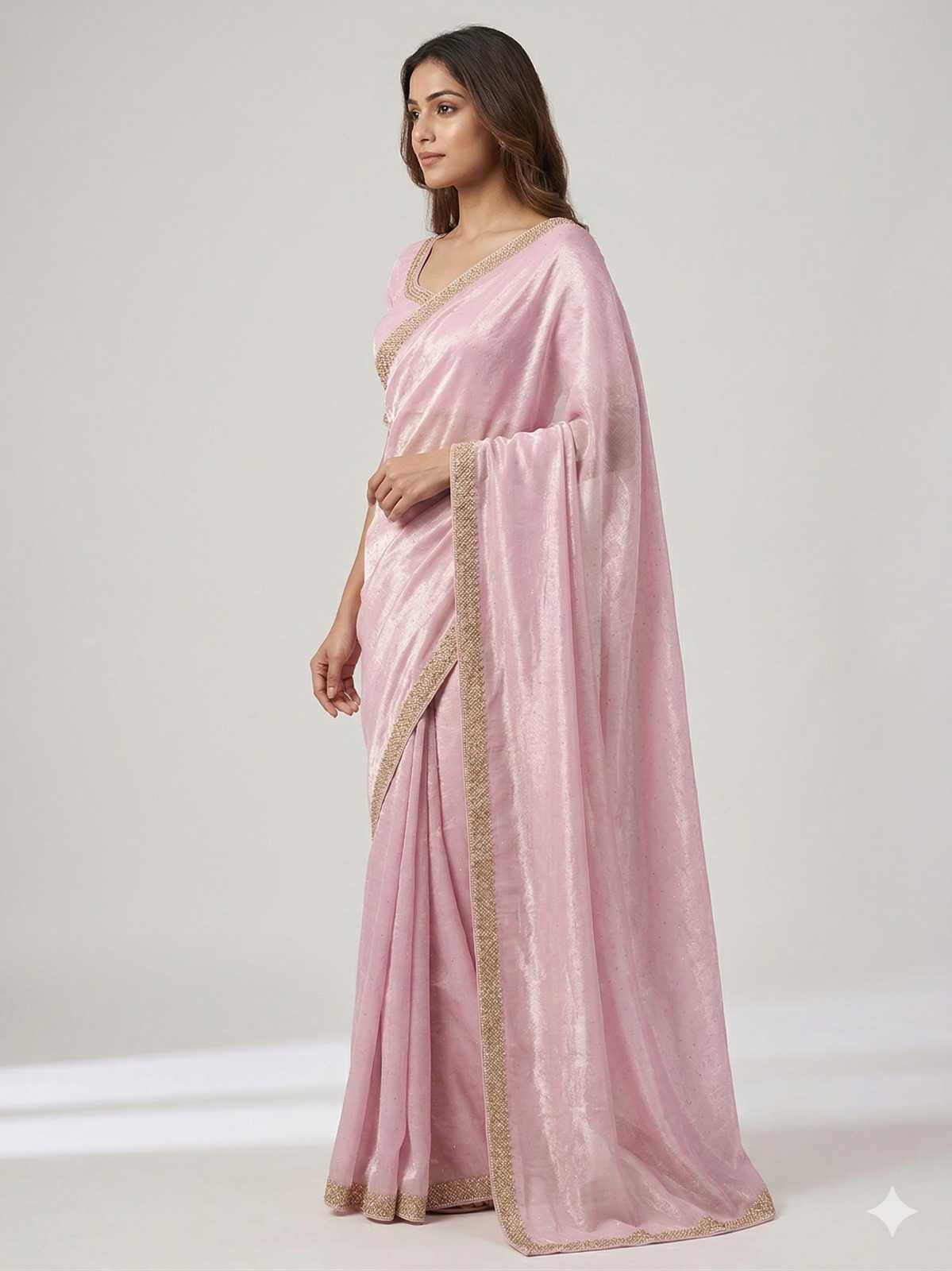 Space Silk Sequence Saree in Red