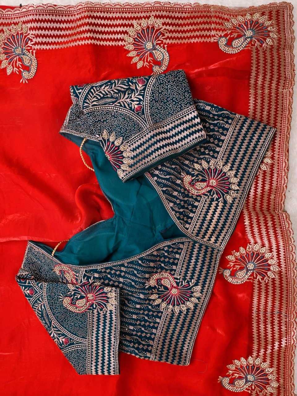 Satin Silk Soft Saree in Orange