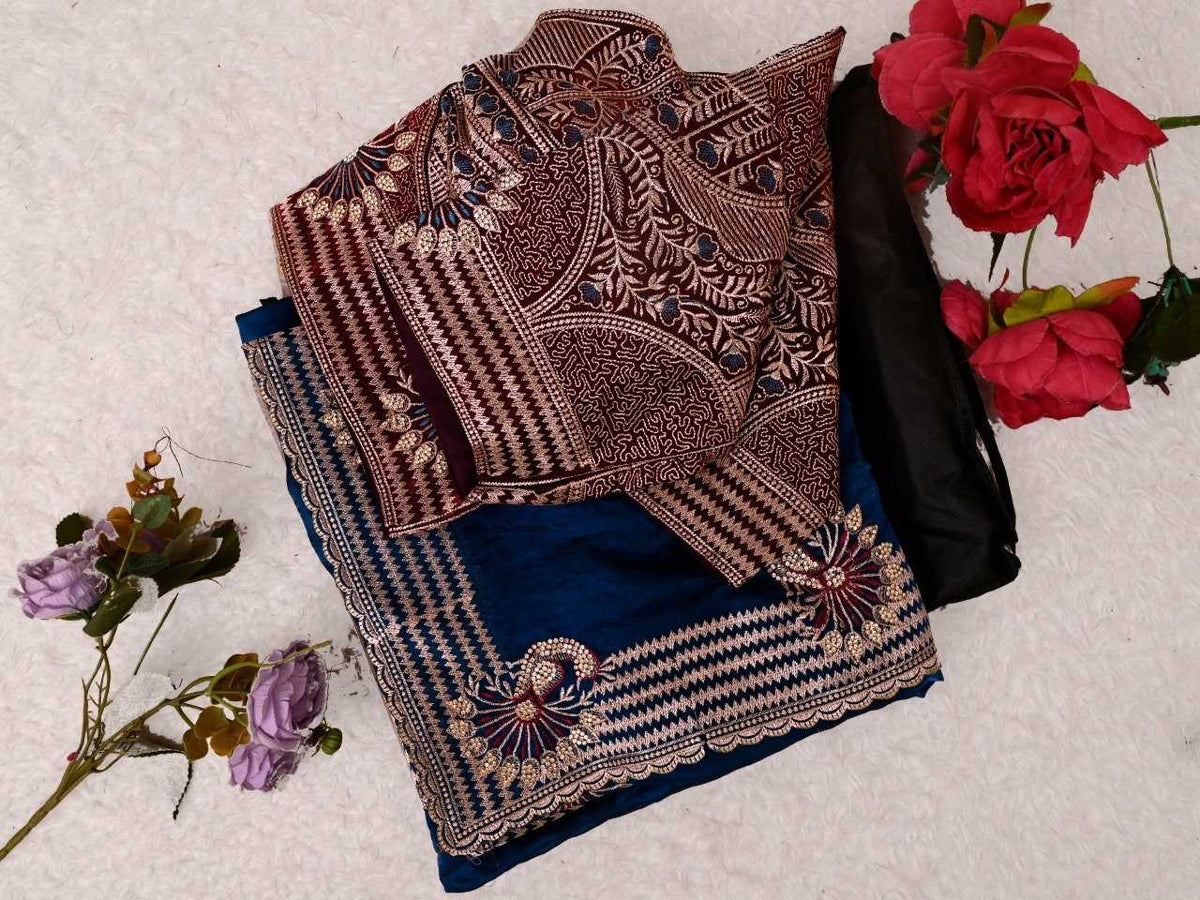 Satin Silk Soft Saree in Orange
