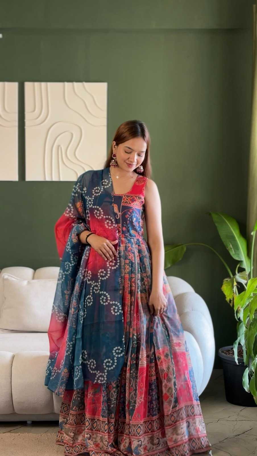 Organza Printed Gown