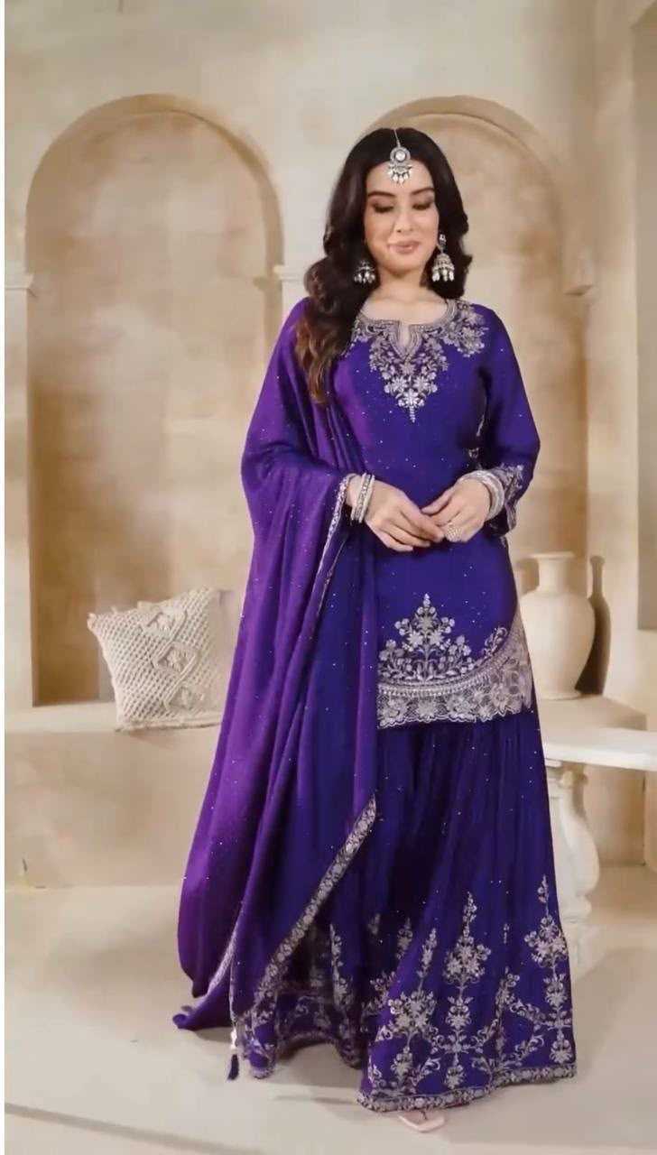 Chinon Silk Embroidery Suit