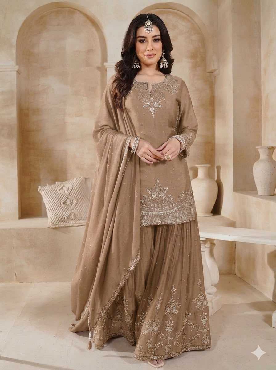 Chinon Silk Embroidery Suit