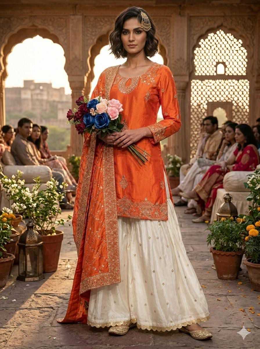 Chinon Silk Embroidery Suit