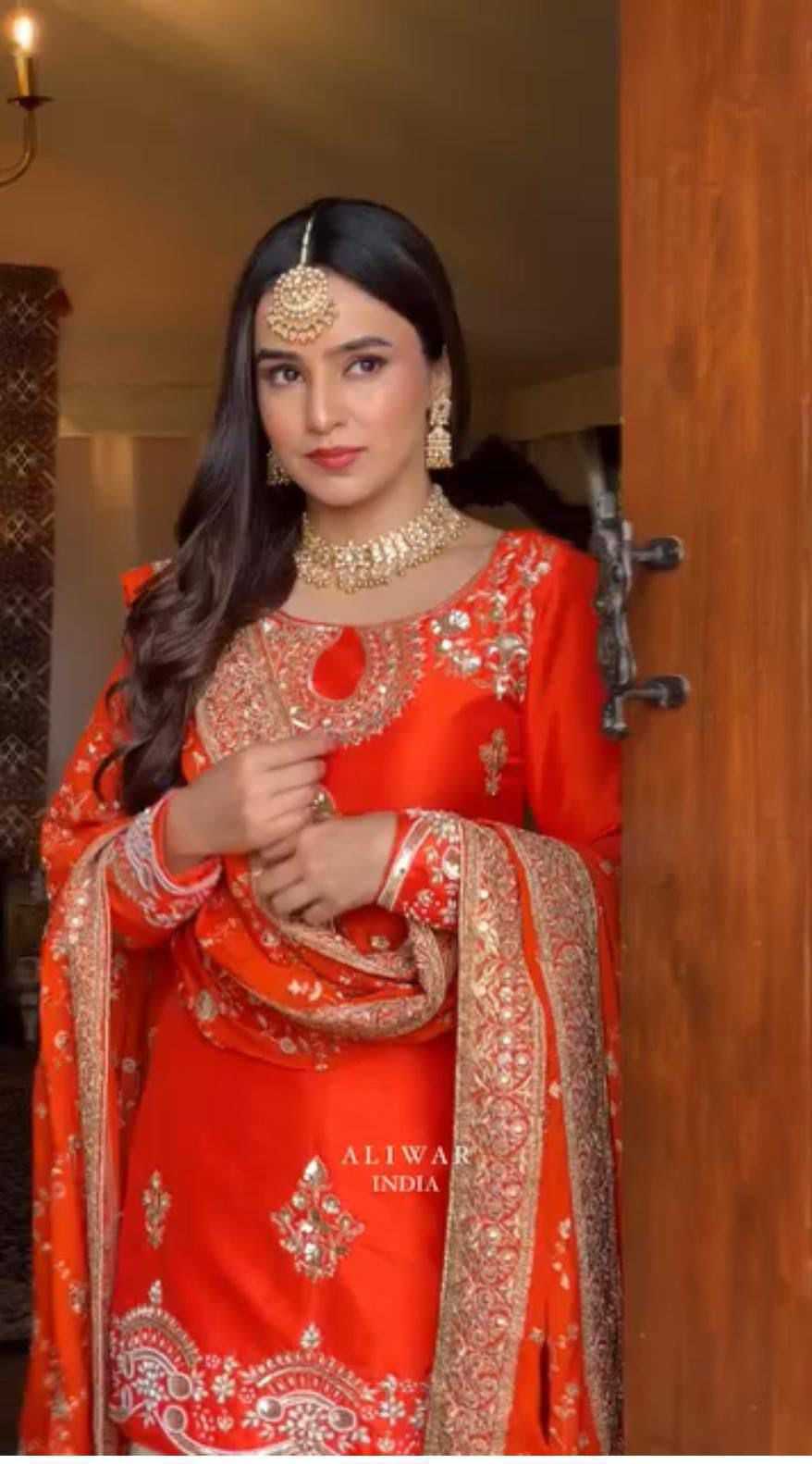 Chinon Silk Embroidery Suit