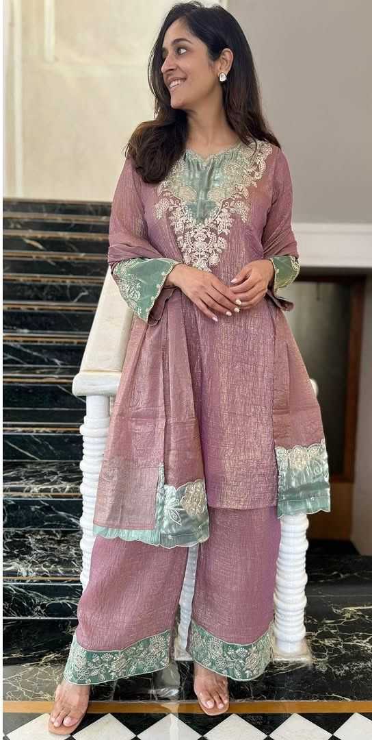 Crush Silk Embroidery Suit