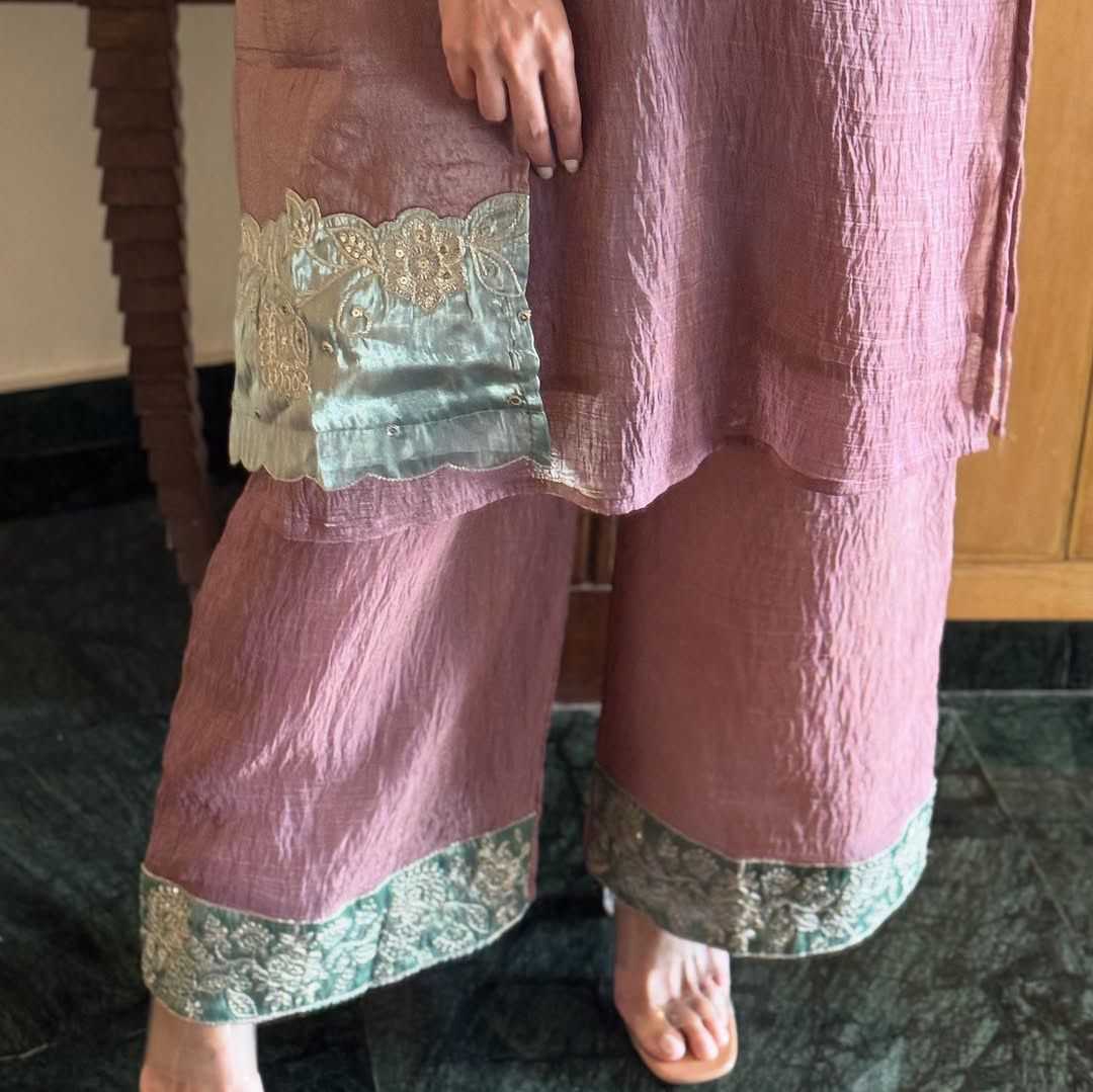 Crush Silk Embroidery Suit