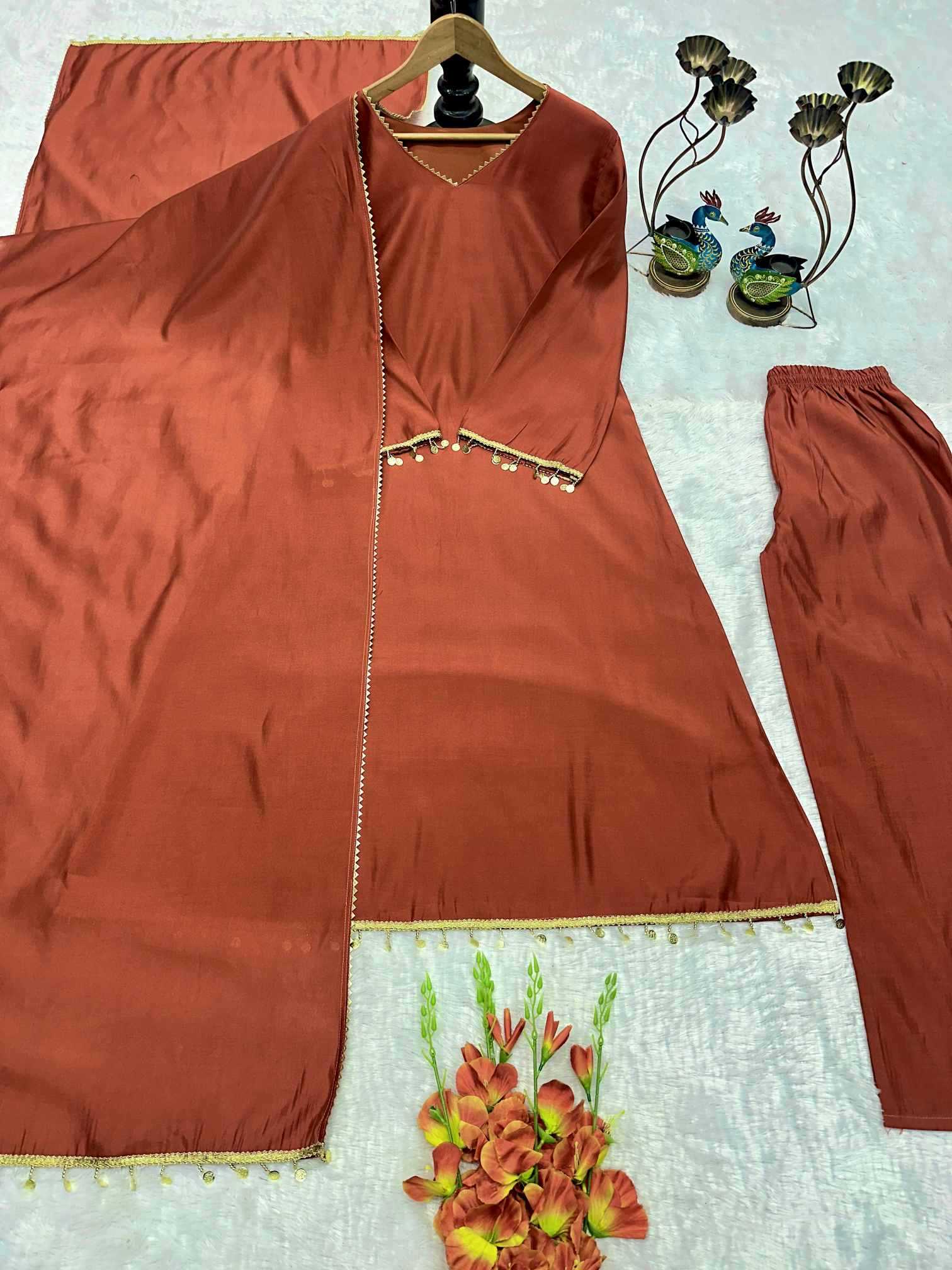 Heavy Roman Silk Embroidery Suit