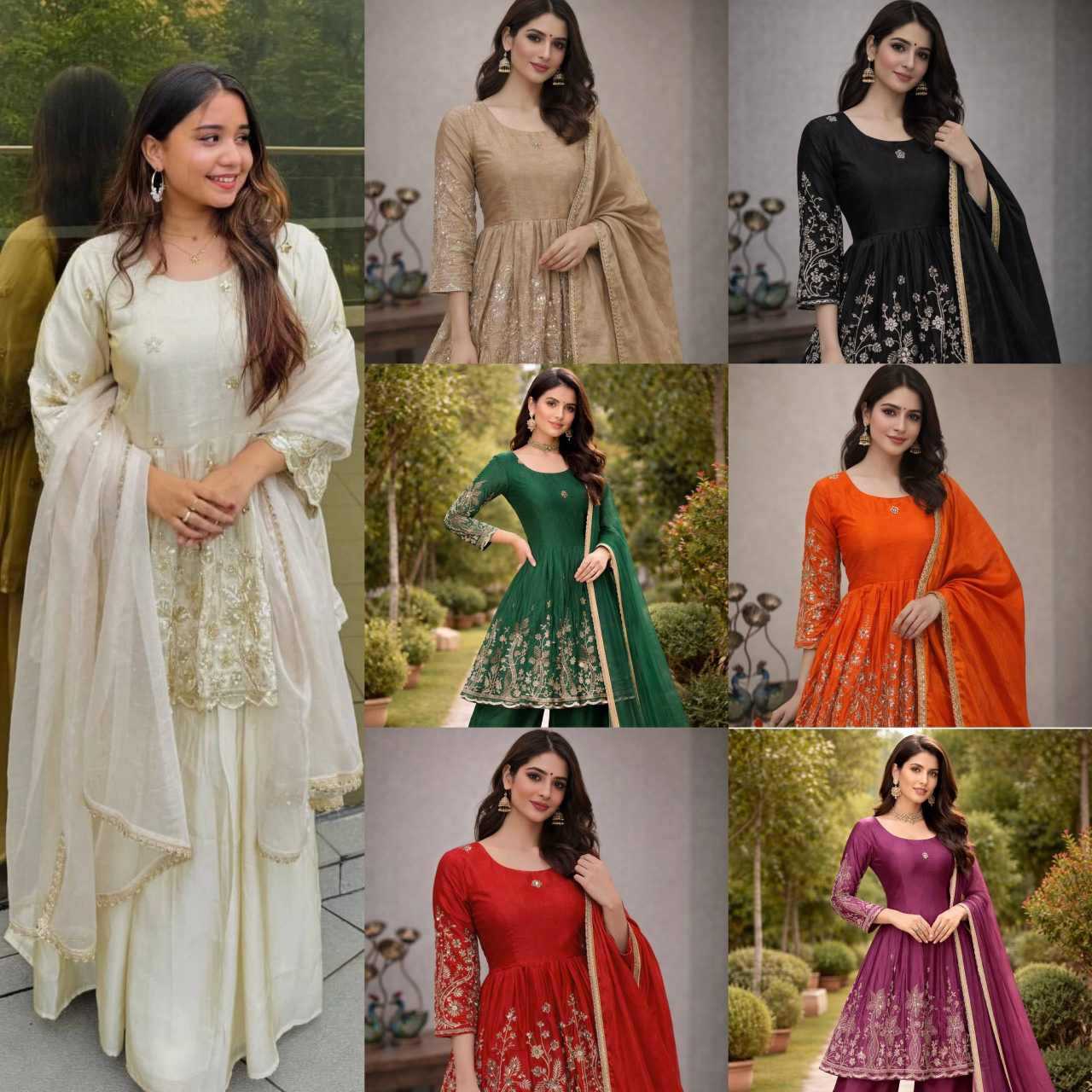 Chinon Silk Sharara Salwar Suit