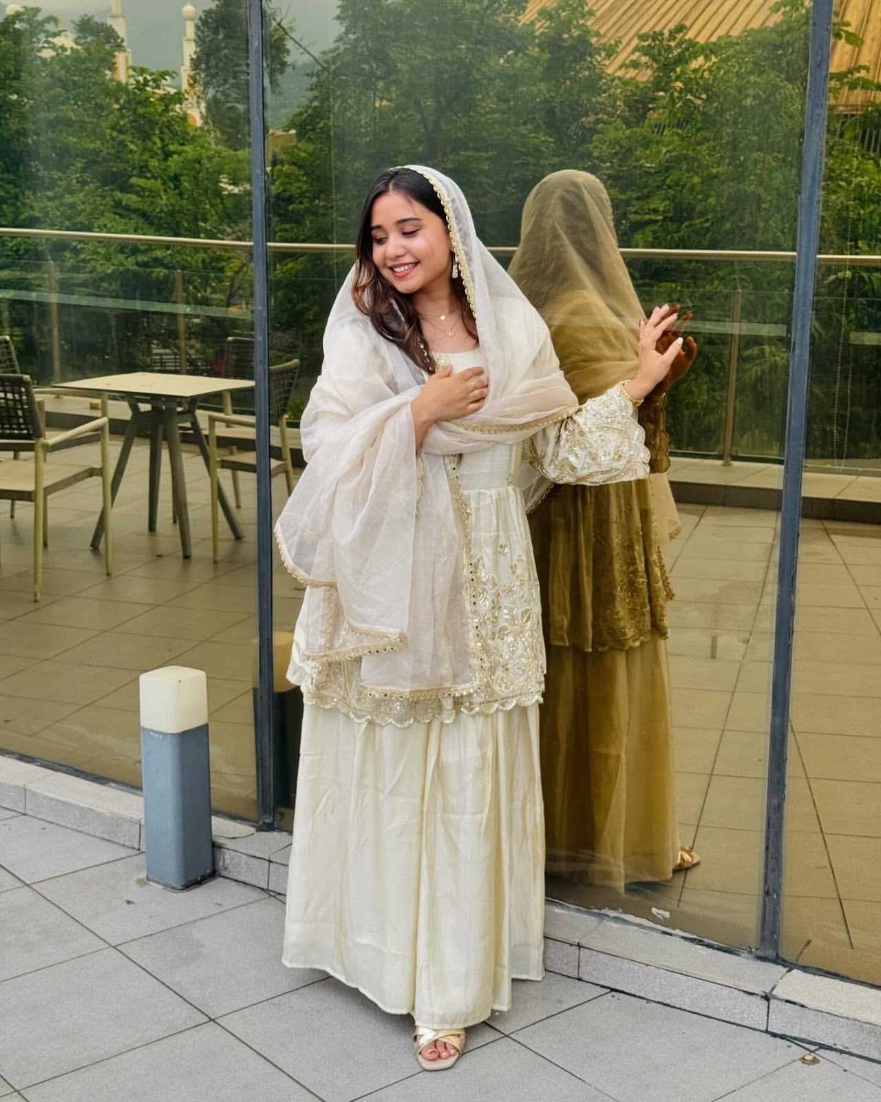 Chinon Silk Sharara Salwar Suit