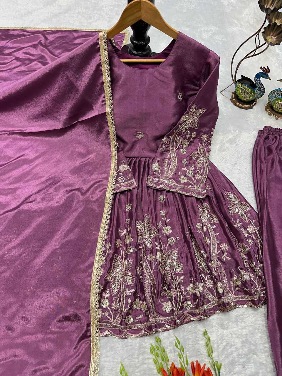 Chinon Silk Sharara Salwar Suit