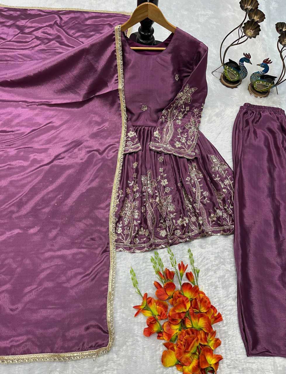 Chinon Silk Sharara Salwar Suit