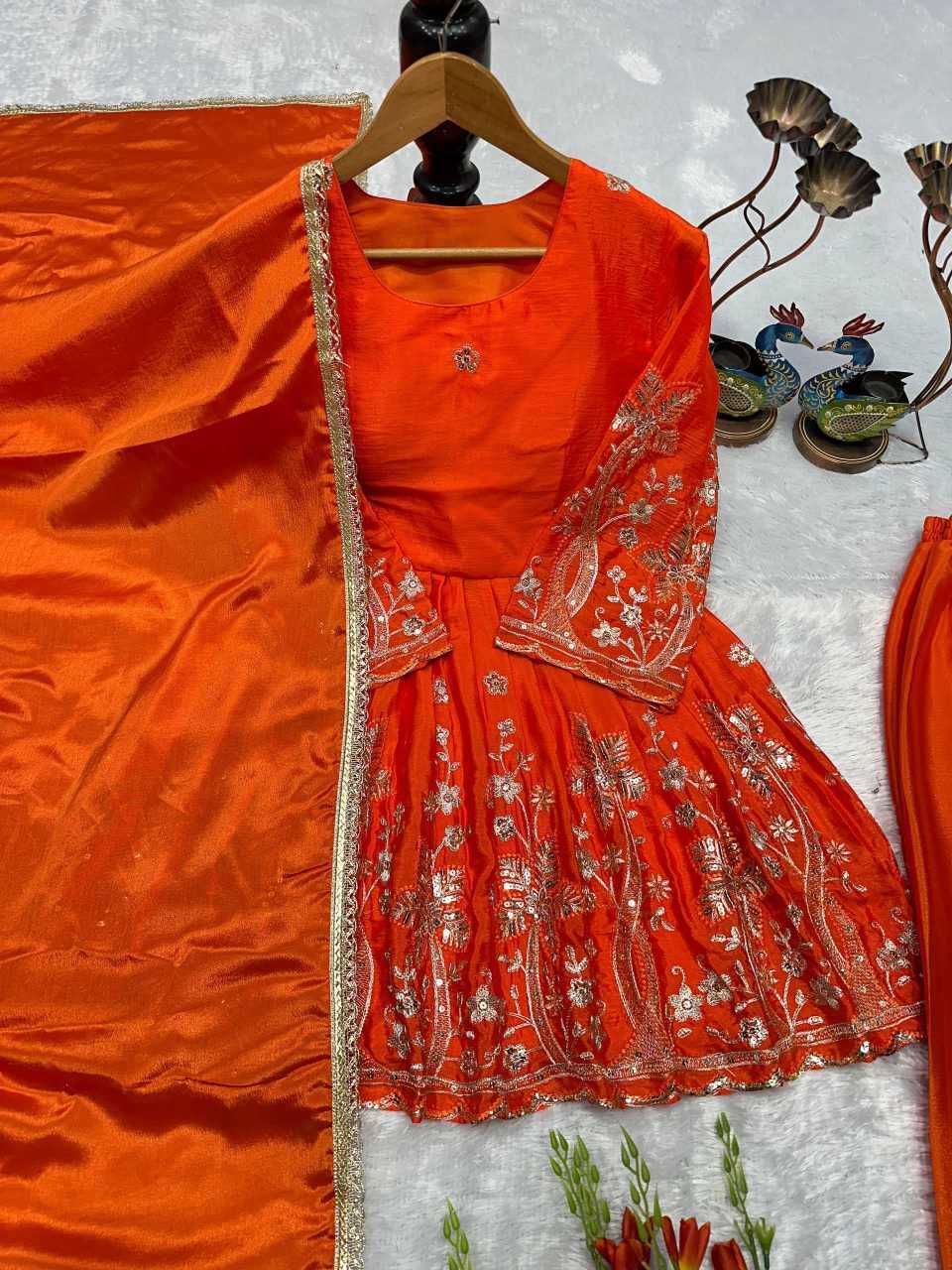 Chinon Silk Sharara Salwar Suit