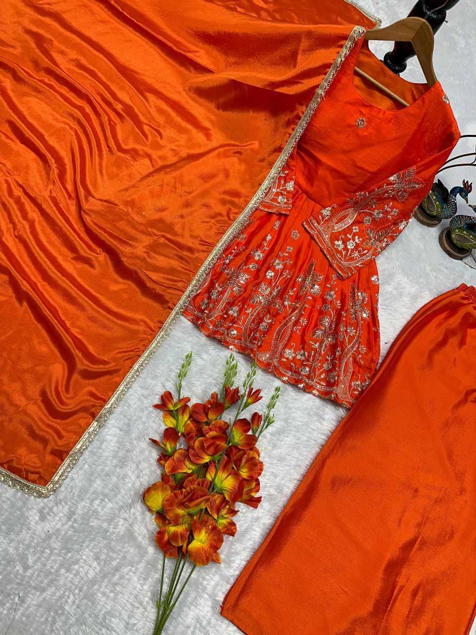Chinon Silk Sharara Salwar Suit
