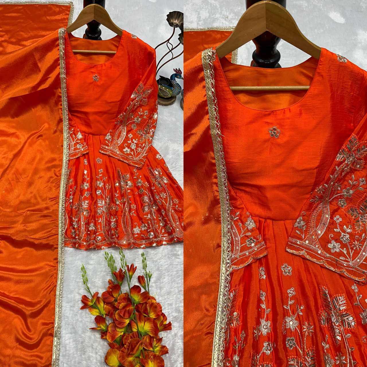 Chinon Silk Sharara Salwar Suit