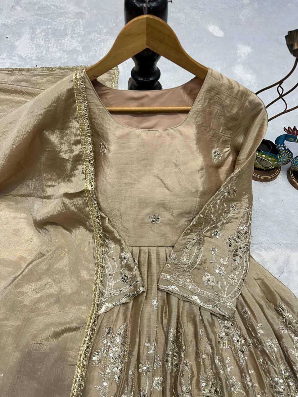 Chinon Silk Sharara Salwar Suit