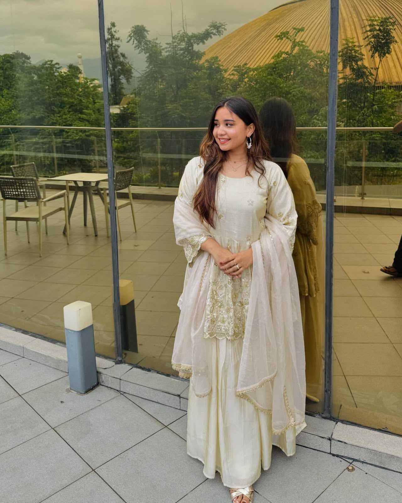 Chinon Silk Sharara Salwar Suit