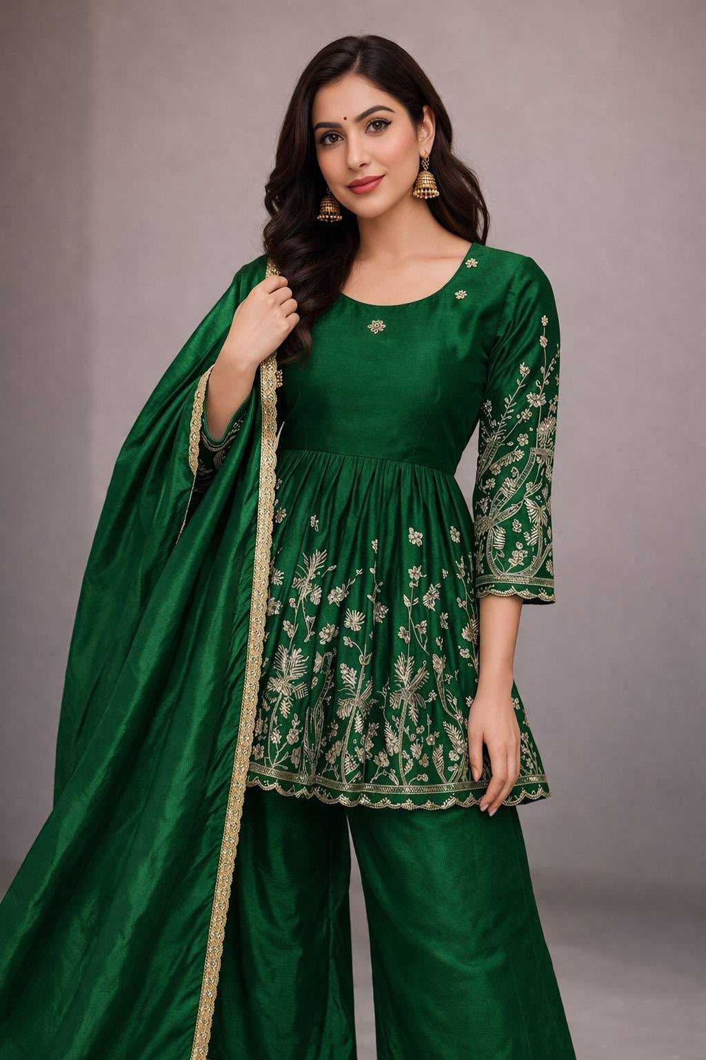 Chinon Silk Sharara Salwar Suit