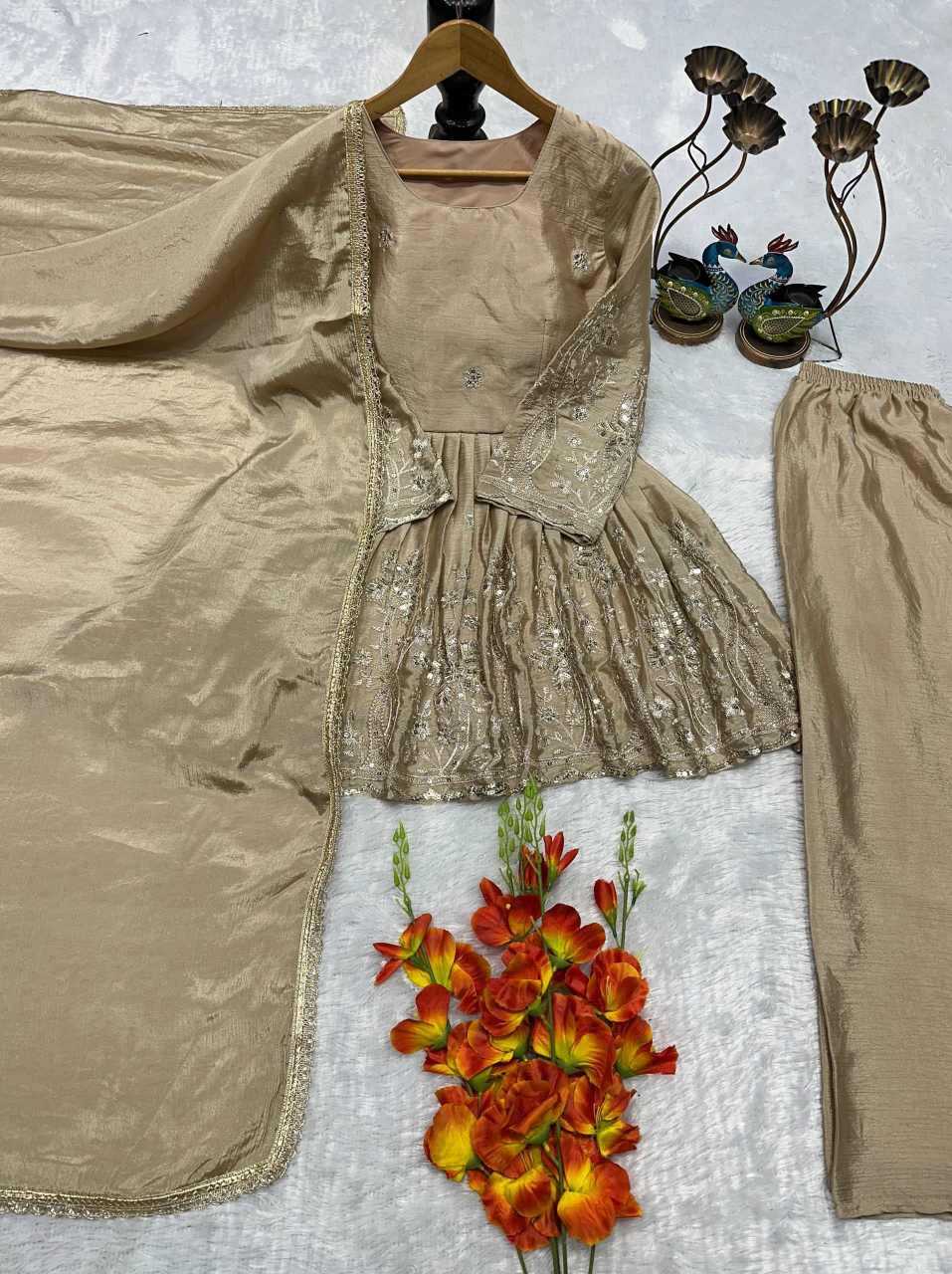 Chinon Silk Sharara Salwar Suit