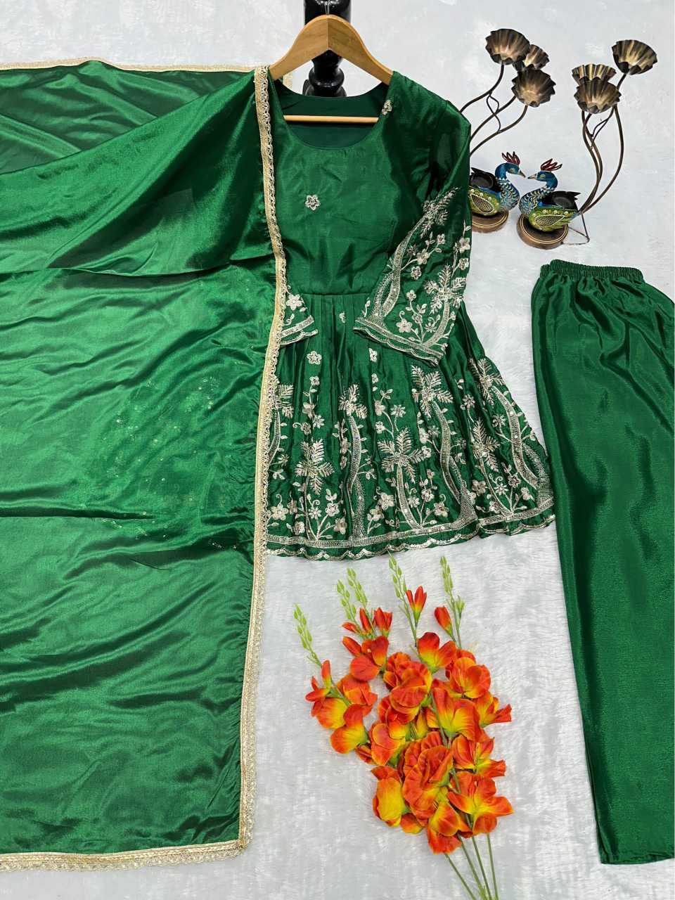 Chinon Silk Sharara Salwar Suit