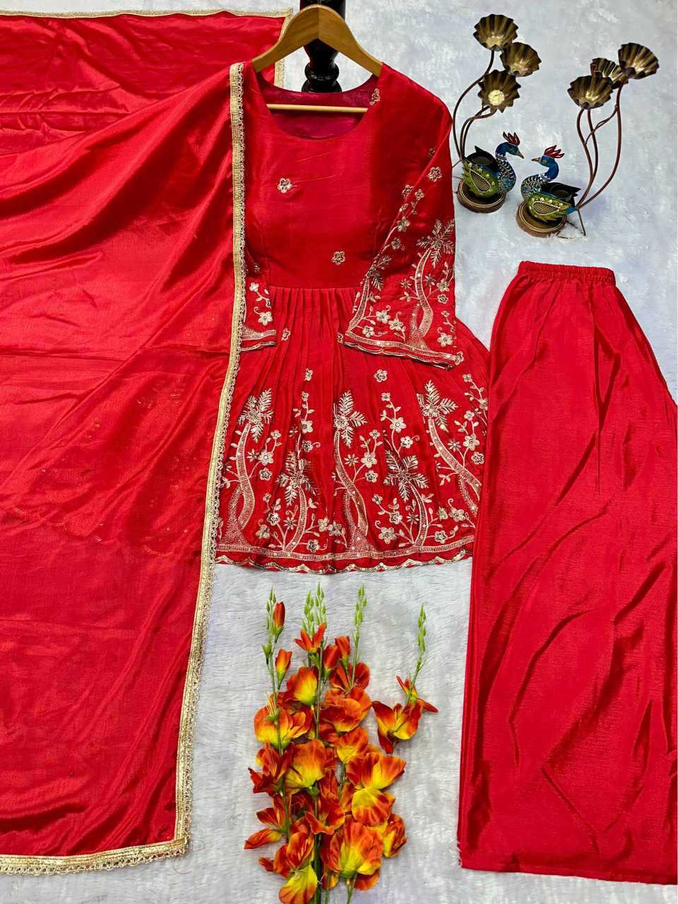 Chinon Silk Sharara Salwar Suit