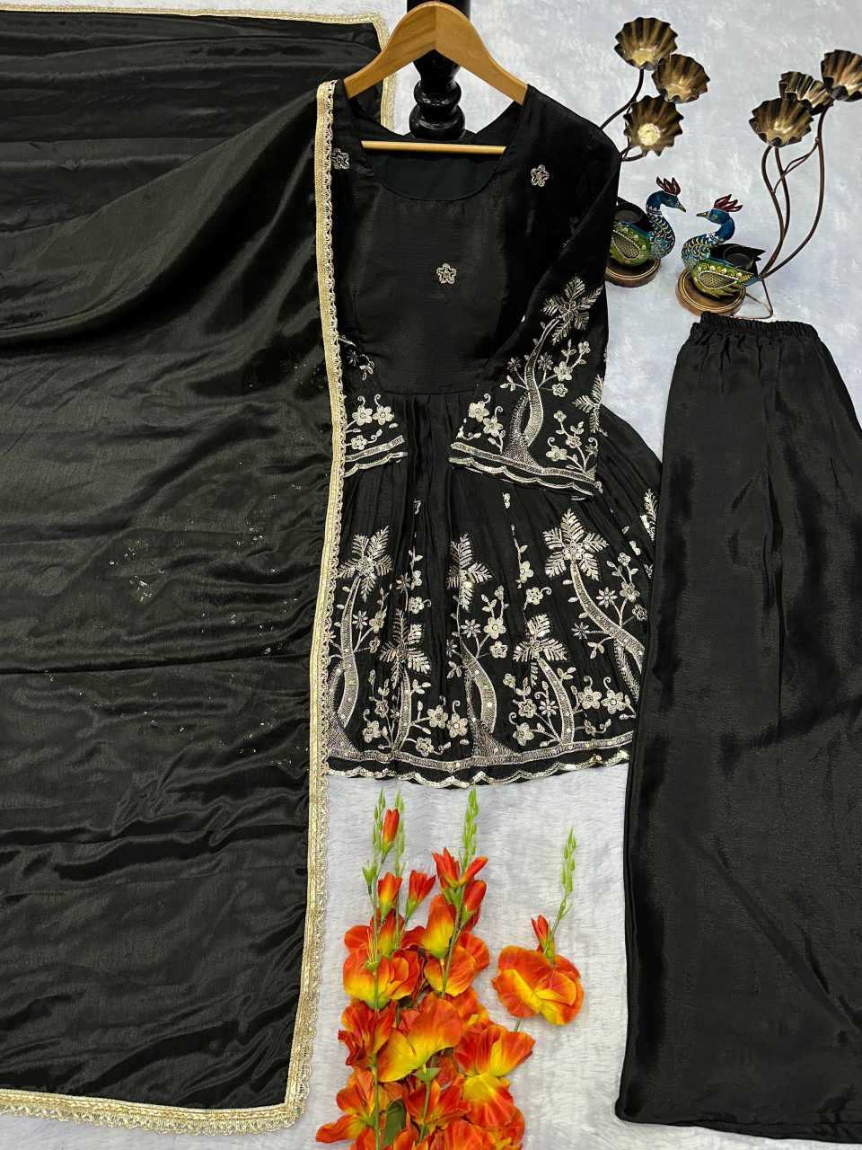 Chinon Silk Sharara Salwar Suit