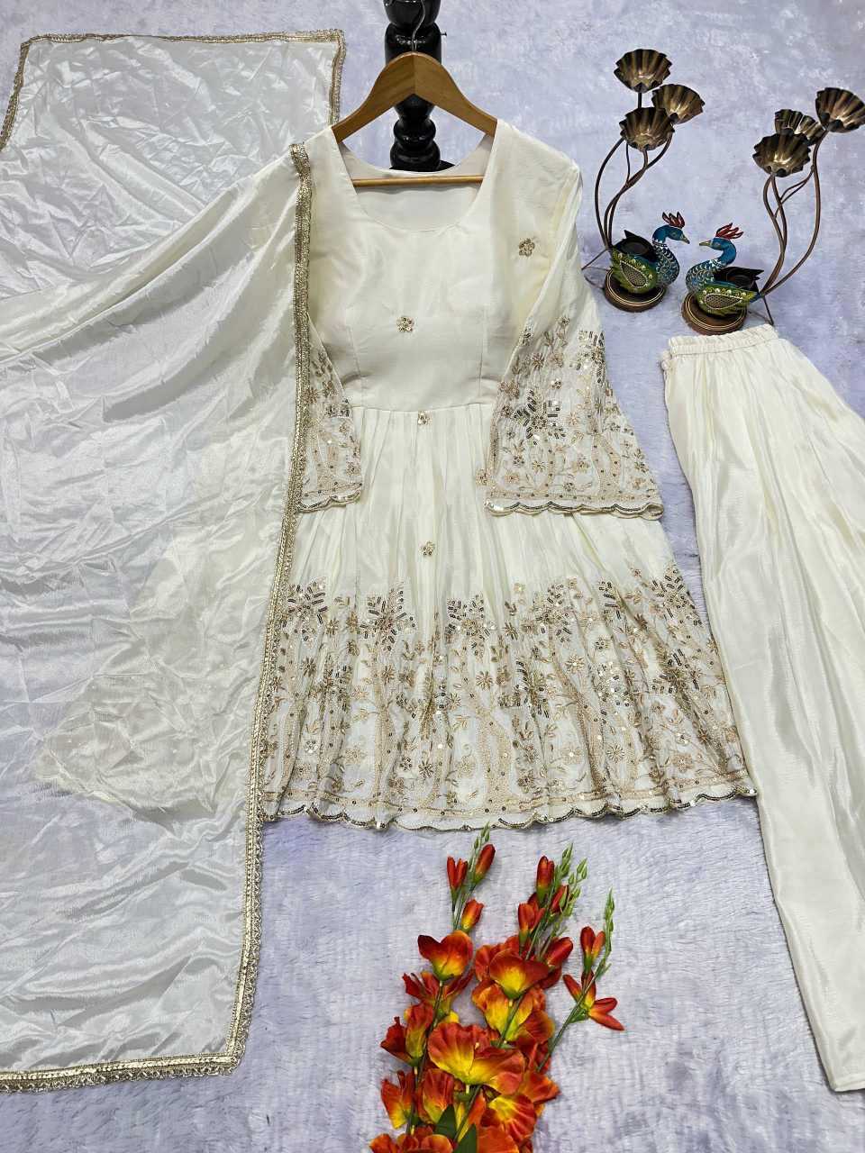 Chinon Silk Sharara Salwar Suit