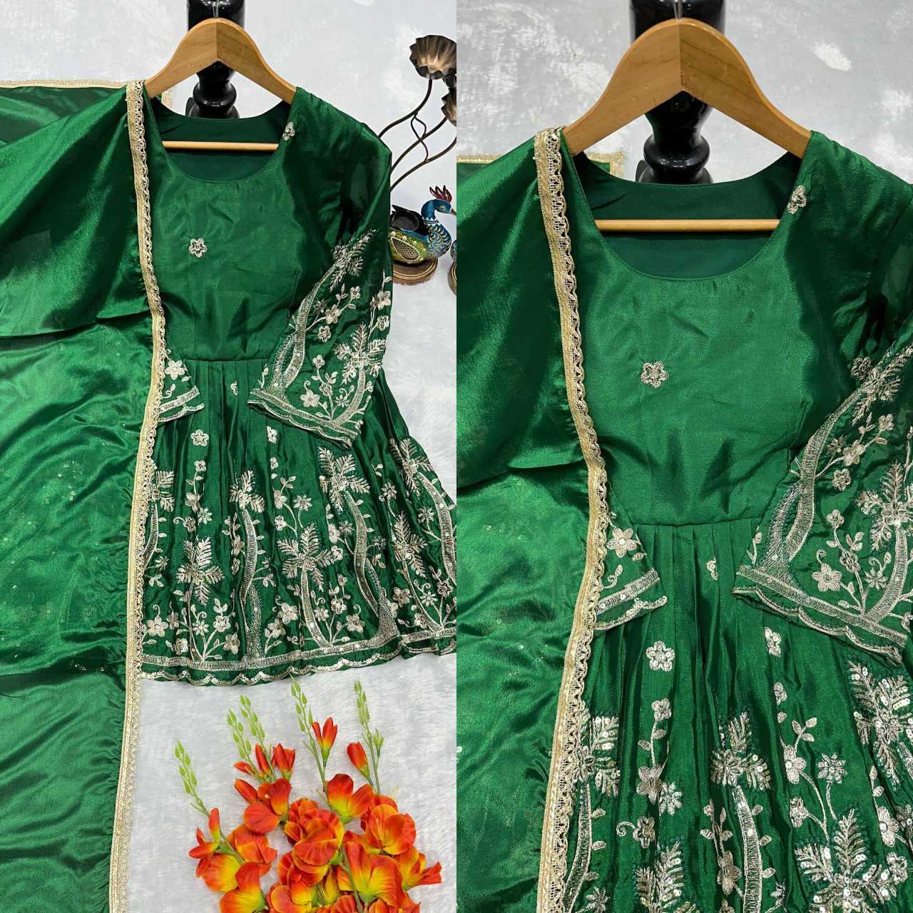 Chinon Silk Sharara Salwar Suit