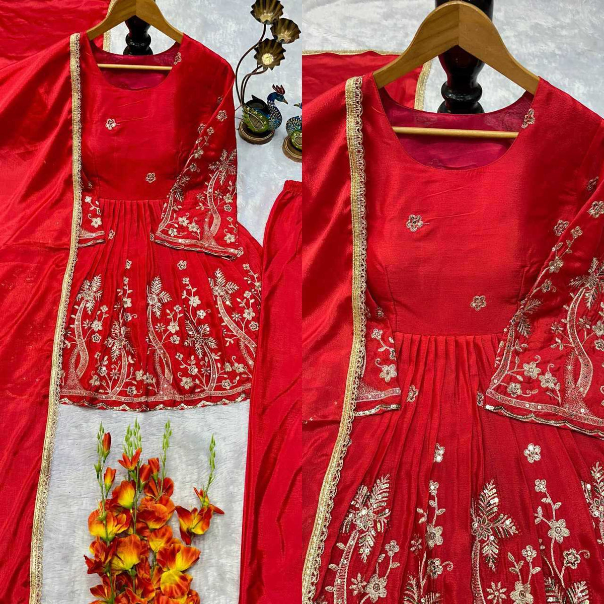 Chinon Silk Sharara Salwar Suit