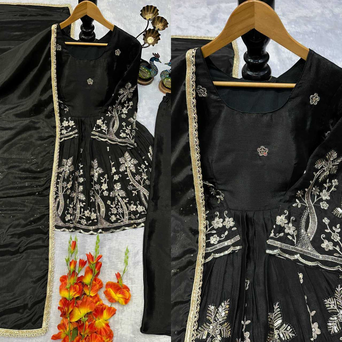 Chinon Silk Sharara Salwar Suit