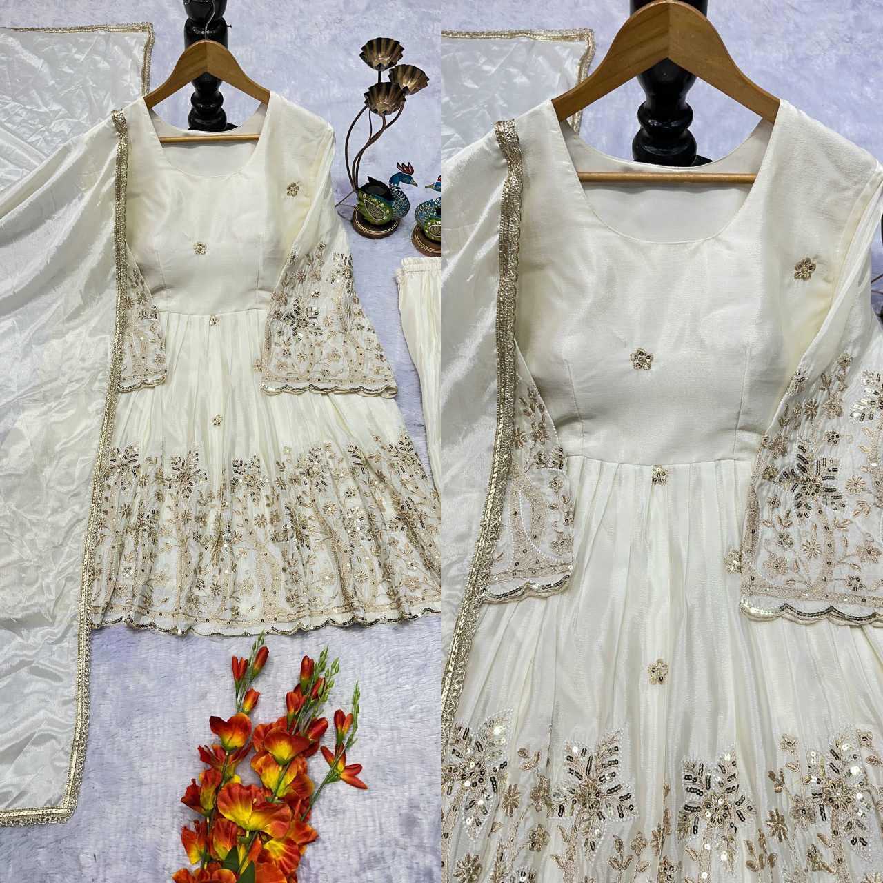 Chinon Silk Sharara Salwar Suit