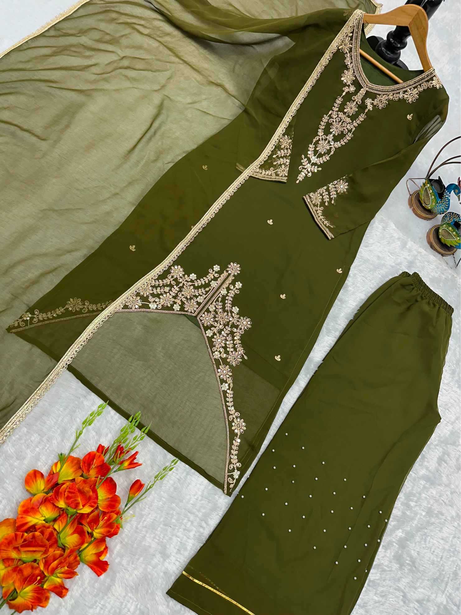 Faux Georgette Embroidery Suit