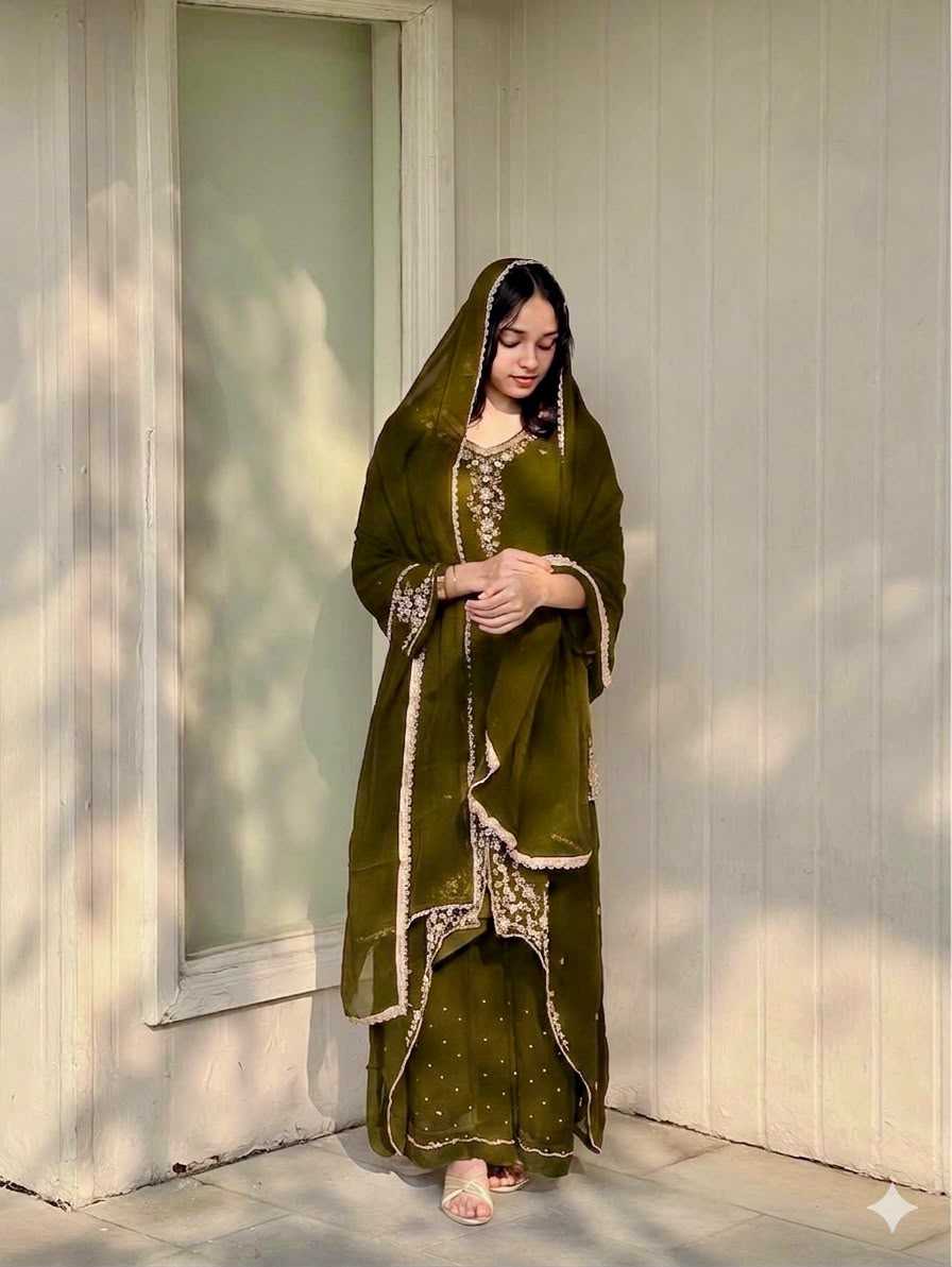 Faux Georgette Embroidery Suit