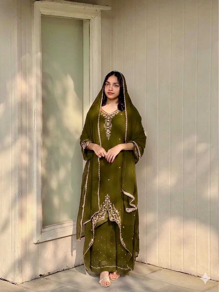 Faux Georgette Embroidery Suit