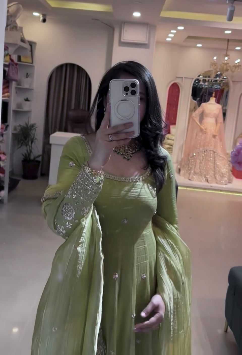 Crush Silk Embroidery Gown