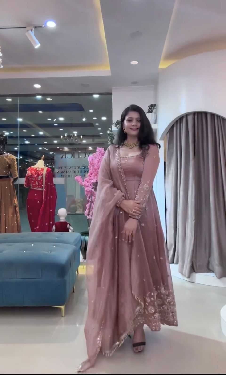 Crush Silk Embroidery Gown