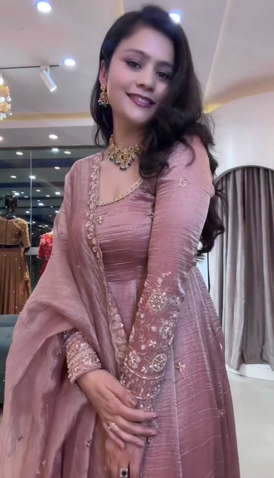 Crush Silk Embroidery Gown
