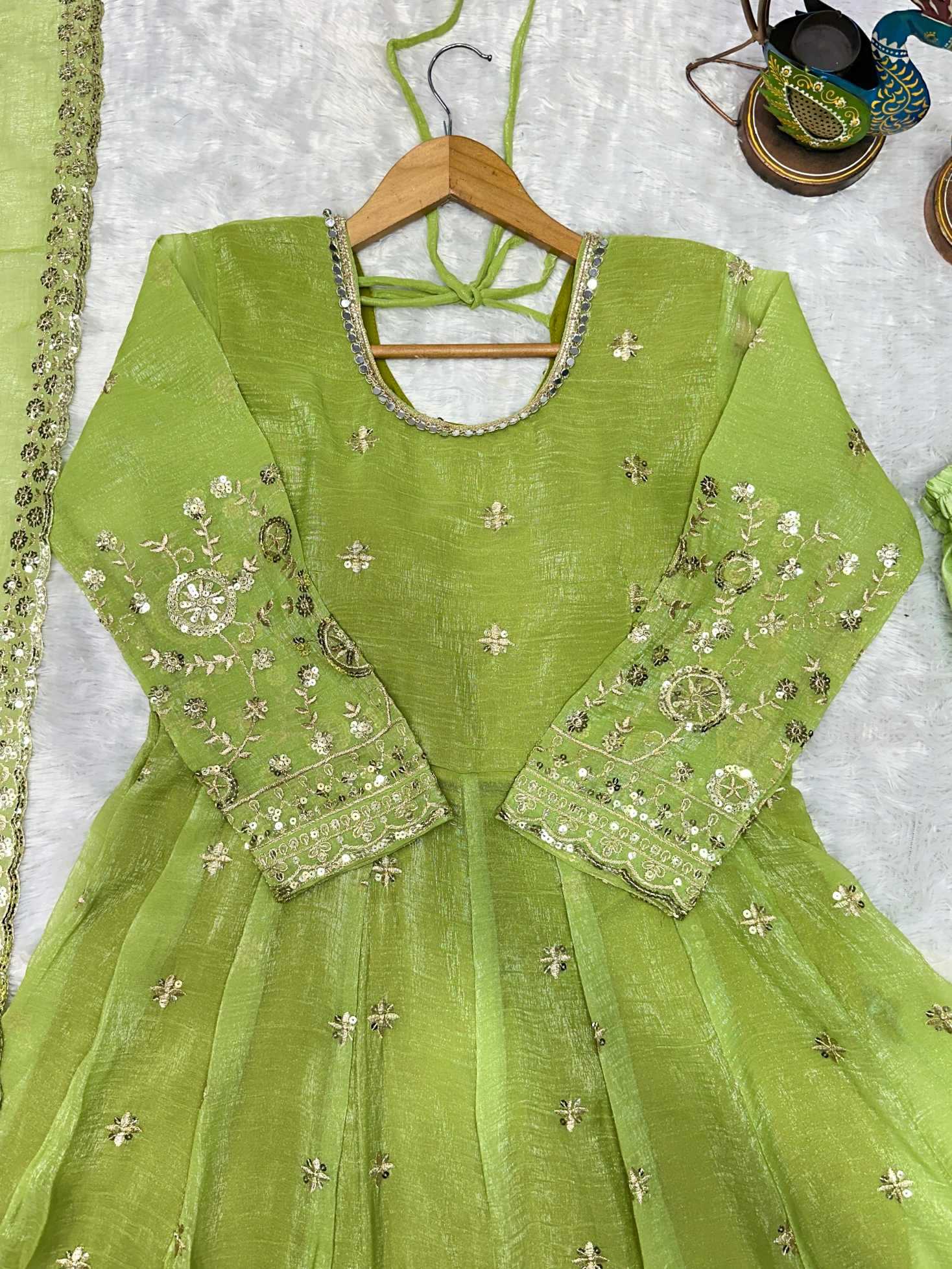 Crush Silk Embroidery Gown