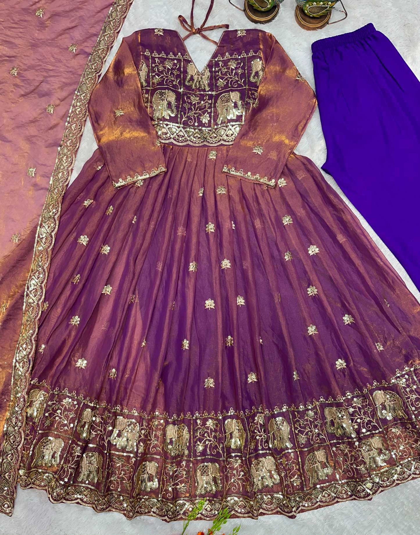 Heavy Silk Embroidery Gown