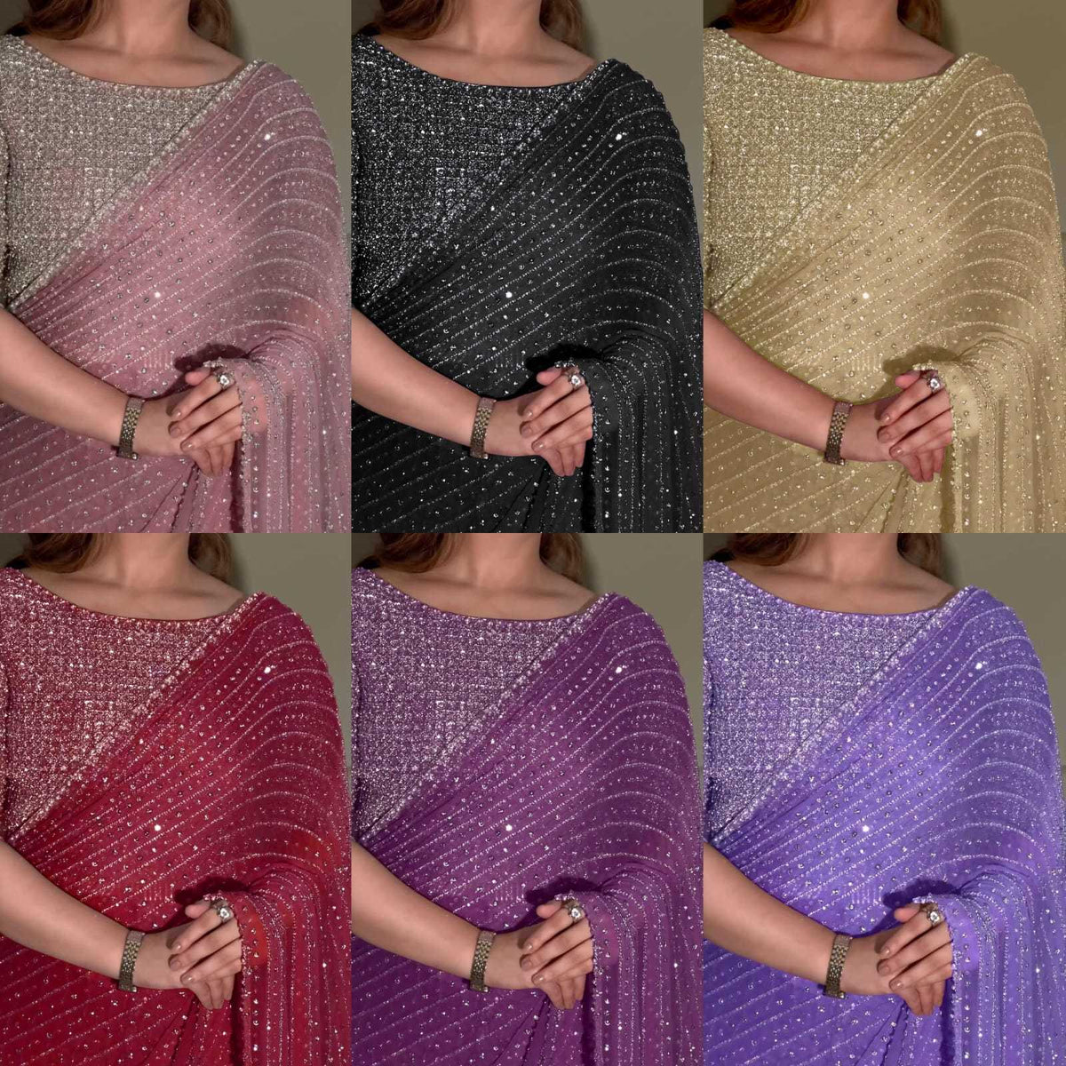 Faux Georgette Saree in Wine