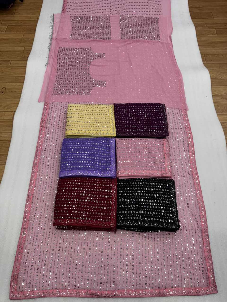Faux Georgette Saree in Wine